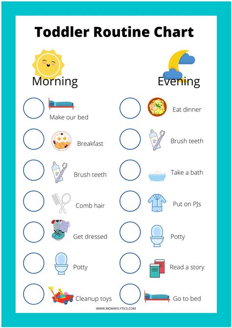 Blank Daily Routine Chart Kids