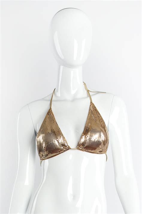 vintage anthony ferrara metal mesh bikini bra top recess