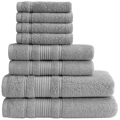 Qute Home Spa & Hotel Towels 8 Piece Towel Set, 2 Bath Towels, 2 Hand