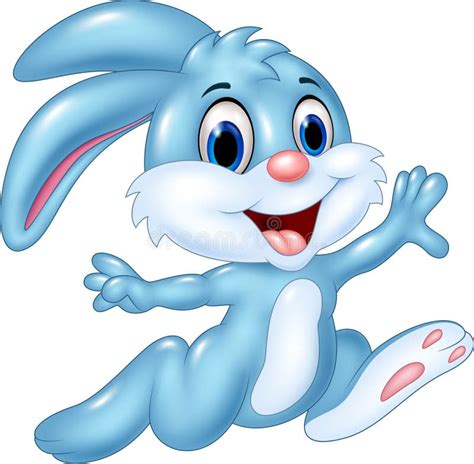 Cartoon Happy Bunny Running On White Background Stock Vector