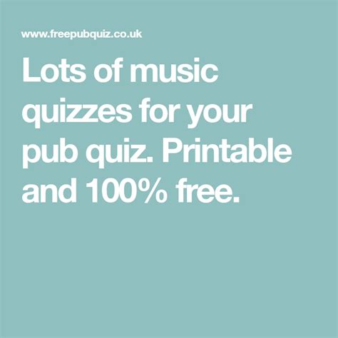 Lots Of Music Quizzes For Your Pub Quiz Printable And 100 Free Pub