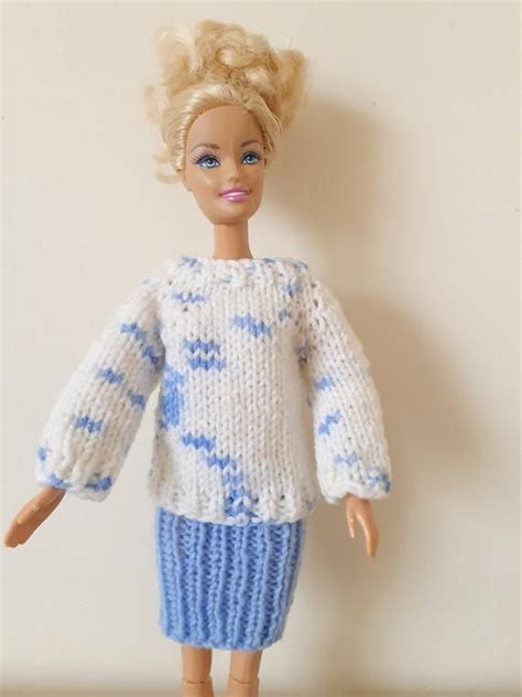 Sweater And Skirt For Barbie Jumper And Blue Skirt For 12inch Fashion