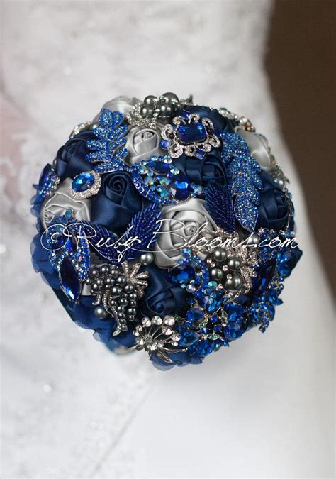 Wedding flowers bridal bouquets decorations pkg sunflowers burg navy 15 pc. Navy Blue And Silver Wedding Bouquets