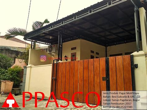 Harga pintu minimalis aluminium, kaca, kayu, dan besi. Pagar Minimalis Motif Kayu Lisplang GRC di Taman Pagelaran Bogor - Jual Kanopi Tralis