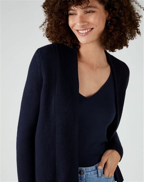 Navy Cotton Textured Cardigan Pure Collection