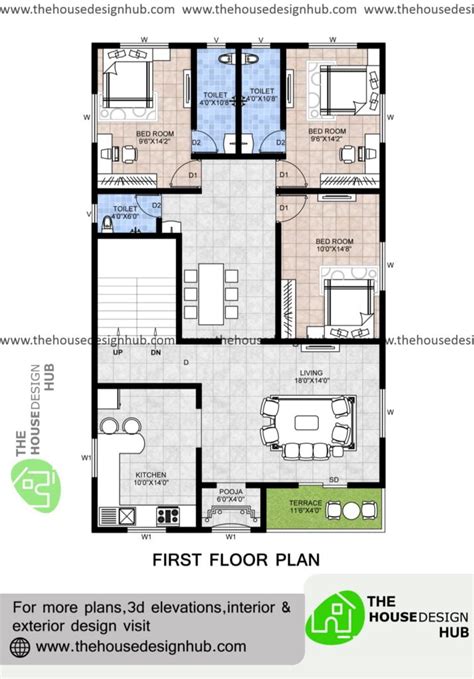 House Plan For X Plot West Facing X Facing Duplex April House Floor Plans