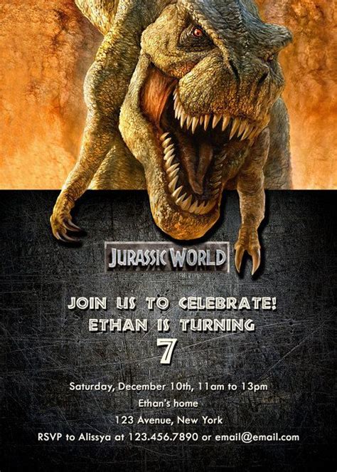 Jurassic World Jurassic Birthday Jurassic Invitation Birthday Party