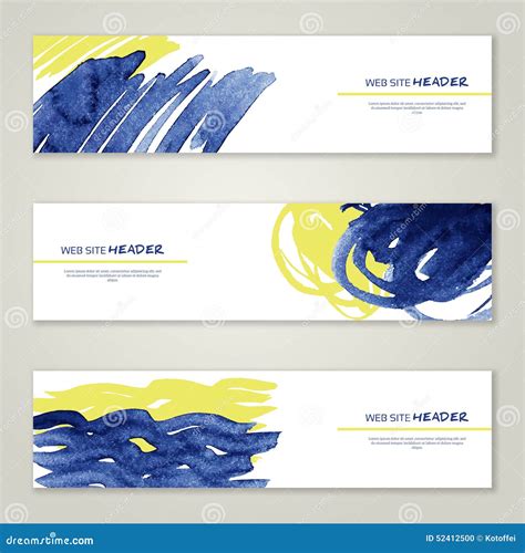 Set Of Abstract Vector Watercolor Headers For Stock Vector