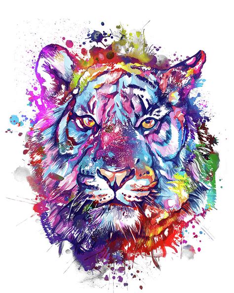 Colorful Tiger Face Digital Art By Bekim M Fine Art America