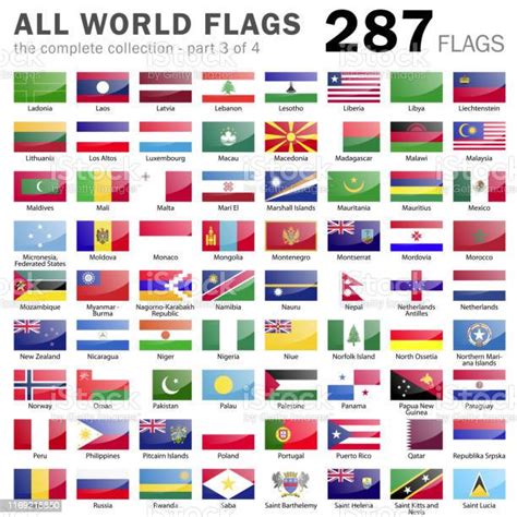 Ilustración De Todas Las Banderas Del Mundo 287 Artículos Parte 3 De 4
