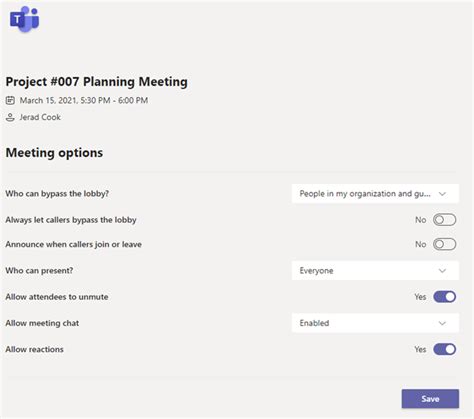 How To Configure Meeting Options In Microsoft Teams Y