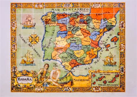 Colorido Mapa De España Con Regiones De Segovia Imagen De Archivo