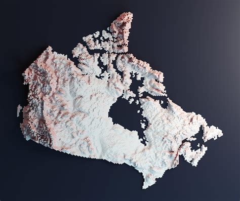 Hex Grid Elevation Map Of Canada 1 Tile 750km² Area Oc R