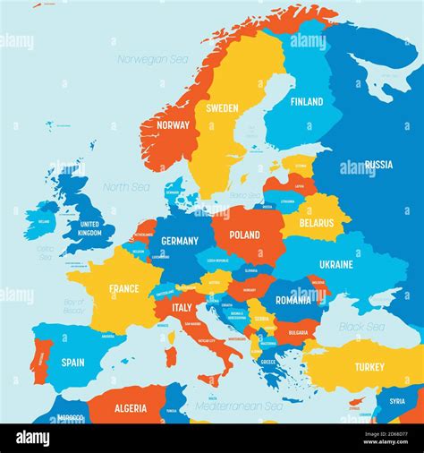 Europe Map 4 Bright Color Scheme High Detailed Political Map Of