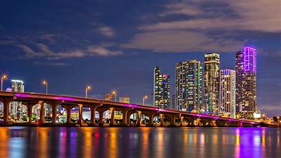 Miami Florida Bridge Pantalla Night Fl Building