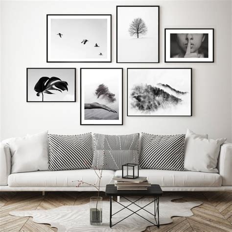 Set Of 6 Wall Art Black And White Wall Art Prints Monochrome Etsy