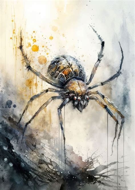 Spider Watercolor Design Poster By Usama Design Displate