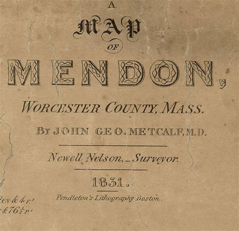1831 Map Of Mendon Massachusetts Etsy