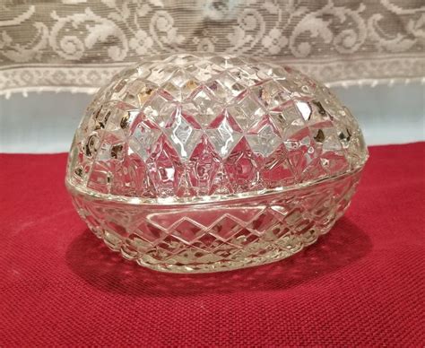 Crystal Egg Shaped Candy Dish With Lid Trinket Box Jewelry Etsy