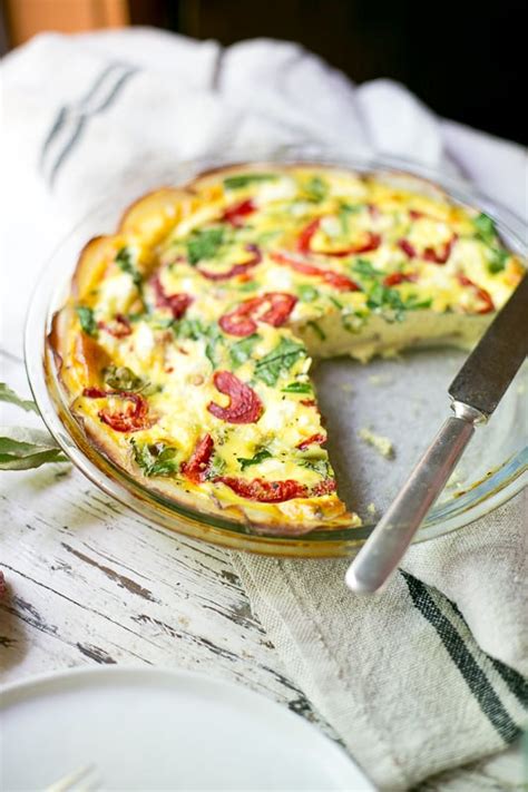 Potato Crusted Quiche With Red Peppers Spinach And Feta