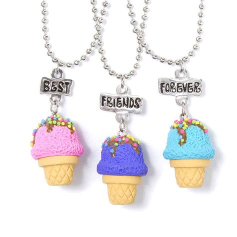 Bff Ice Cream Cone Pendant Necklaces Claires Collares De Mejores