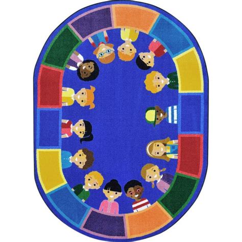 Joy Carpets Kid Essentials All Of Us Together Multi Colored Oval Area Rug