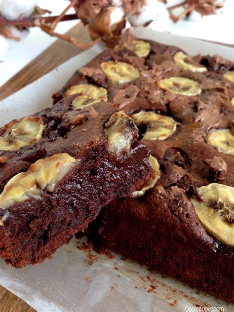 Brownie ultra fondant à la banane et aux pépites de chocolat Cecilecooks