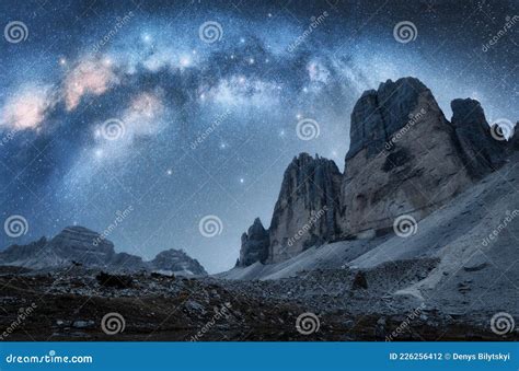 Milky Way Arch And The Starry Sky On The Alps Fisheye Scenic