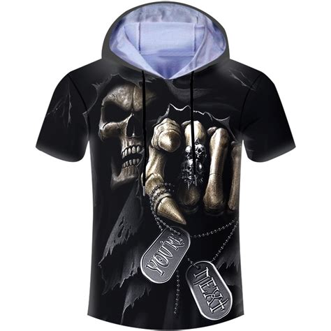 Benxsea Summer New Men T Shirt Skull Punisher Grim Reaper 3d Print