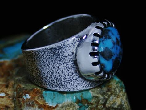 Philander Begay Morenci Turquoise Tufa Cast Sterling Silver Ring