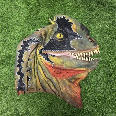vintage jurassic park dilophosaurus spitter mask 1992 latex dino rare halloween 34 99 picclick