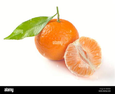 Clementines With Segments On A White Background Stock Photo Alamy