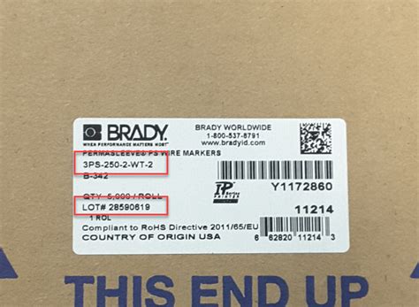 What Is The Label Part Number And Lot Number Brady Support