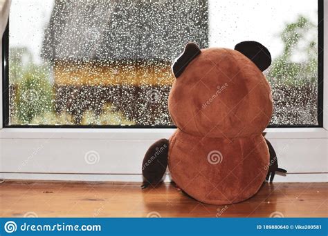 Raindrops On Window Glass Waiting For Good Weather Stock Photo Image
