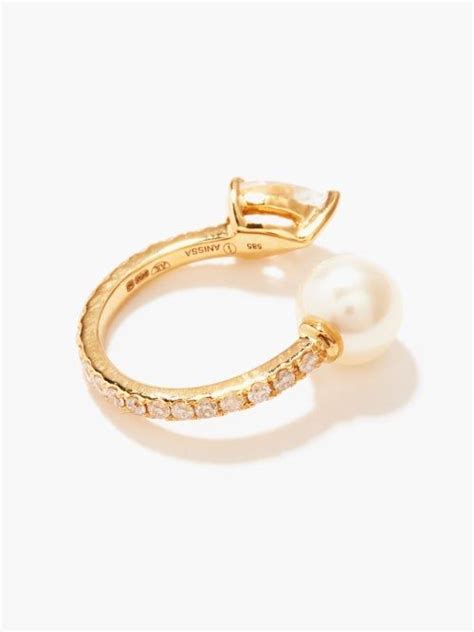 Anissa Kermiche Diamond Sapphire Pearl Kt Gold Ear Cuff