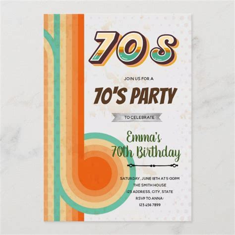 Retro 70s Birthday Theme Invitation Zazzle Birthday Theme Retro