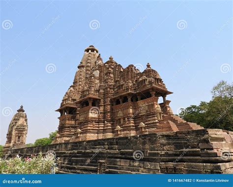 The Western Group Of Khajuraho Temples On A Clear Day Madhya Pradesh