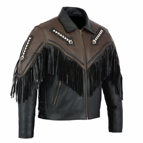 Leather Fringed Tassel Fringe Classic Diamond Motorcycle Jacket