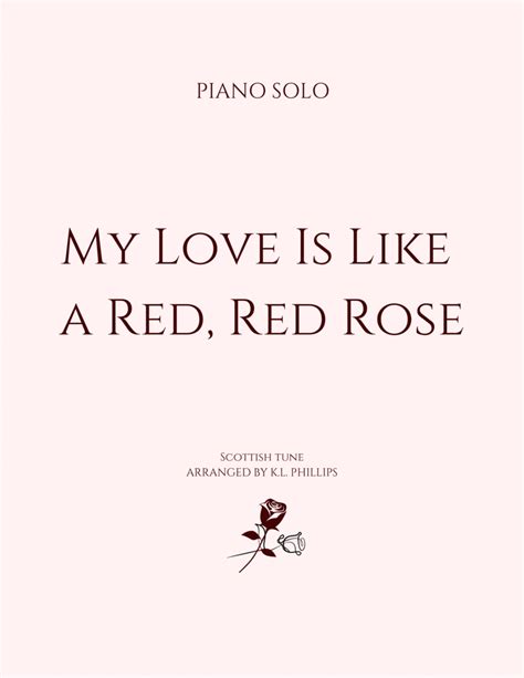 My Love Is Like A Red Red Rose Piano Solo Sheet Music Traditional