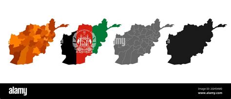 Vector Set Of Maps And Provinces Of Afghanistan Outline Of The State