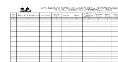 Tabel Inventaris Barang Sekolah Daftar Inventaris Kelas Format Riset