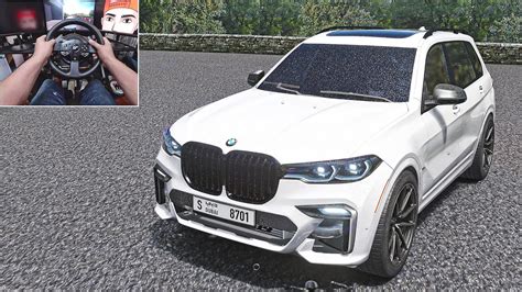 New BMW X7 M50i Assetto Corsa Swerving Through Traffic Steering Wheel