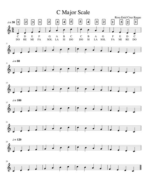 C Major Scale sheet music for Piano download free in PDF or MIDI