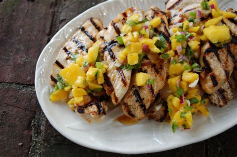 Then serve the cooked chicken with some of the salsa spooned over and the rest served separately, along. The Spice Garden: Marinated Grilled Chicken and Mango Salsa