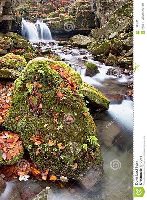 Autumn Waterfall Stock Image Image Of Brook Motion 32185877