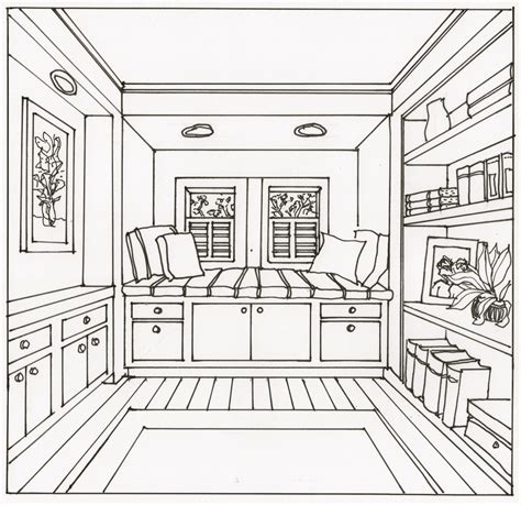 This One Point Perspective Window Seat Image Was One Of The Drawing