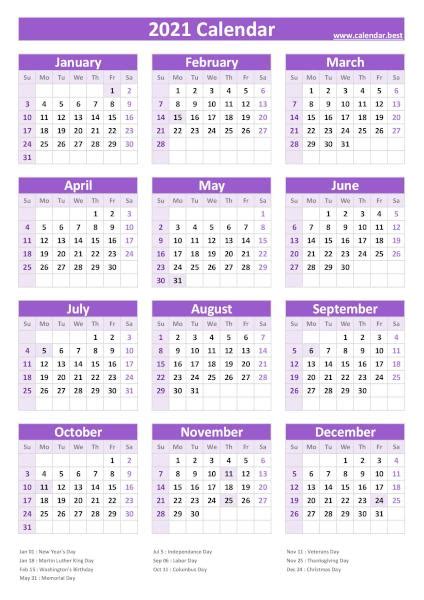 2021 calendar with holidays -Calendar.best