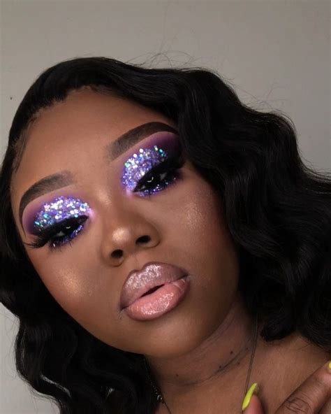 Glitter Purple Eye Makeup For Black Women Purple Makeup Looks Purple