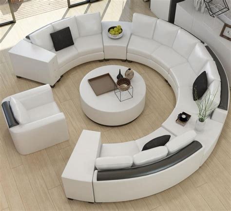 Modern Curved Round Leather Sofa Set My Aashis