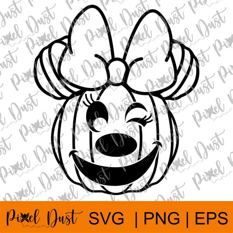 Minnie Mouse Halloween Pumpkin Winking Face Svg Eps Png Etsy